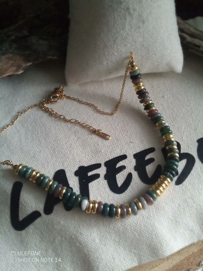 Collier en pierres naturelles d'agate Indienne - photo numéro 2