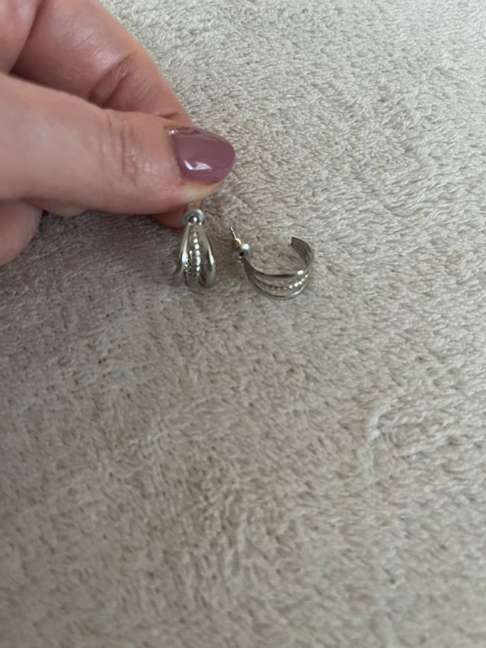 Lot de 3 paires de boucles d’oreilles argentées - photo numéro 4