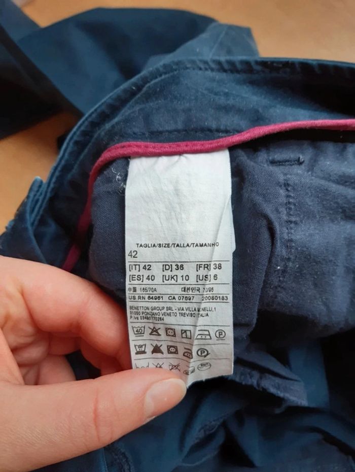Pantalon bleu marine Benetton - photo numéro 4