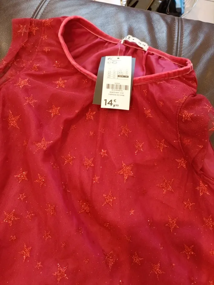 Robe rouge noël 13 14 ans tex etoiles - photo numéro 4