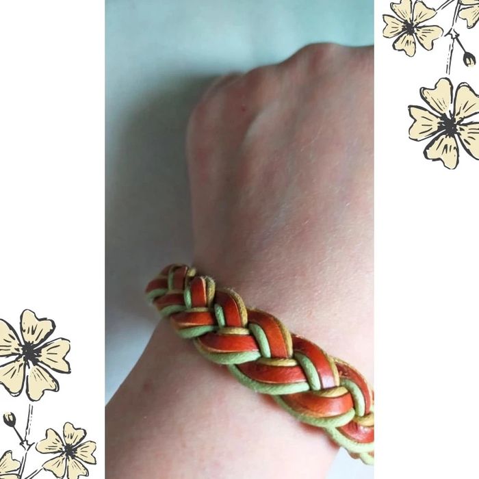 Bracelet tressé en cuir aux tons chauds – Unisexe - photo numéro 7