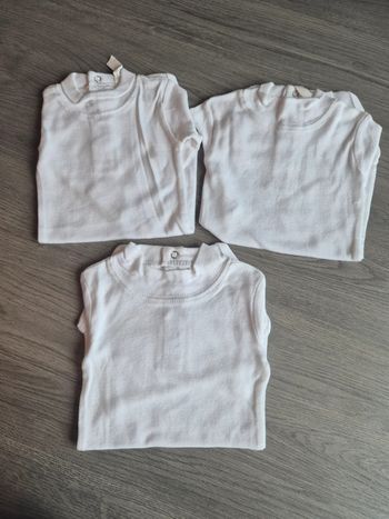 Lot de 3 body blanc uni manche longue 3/6mois