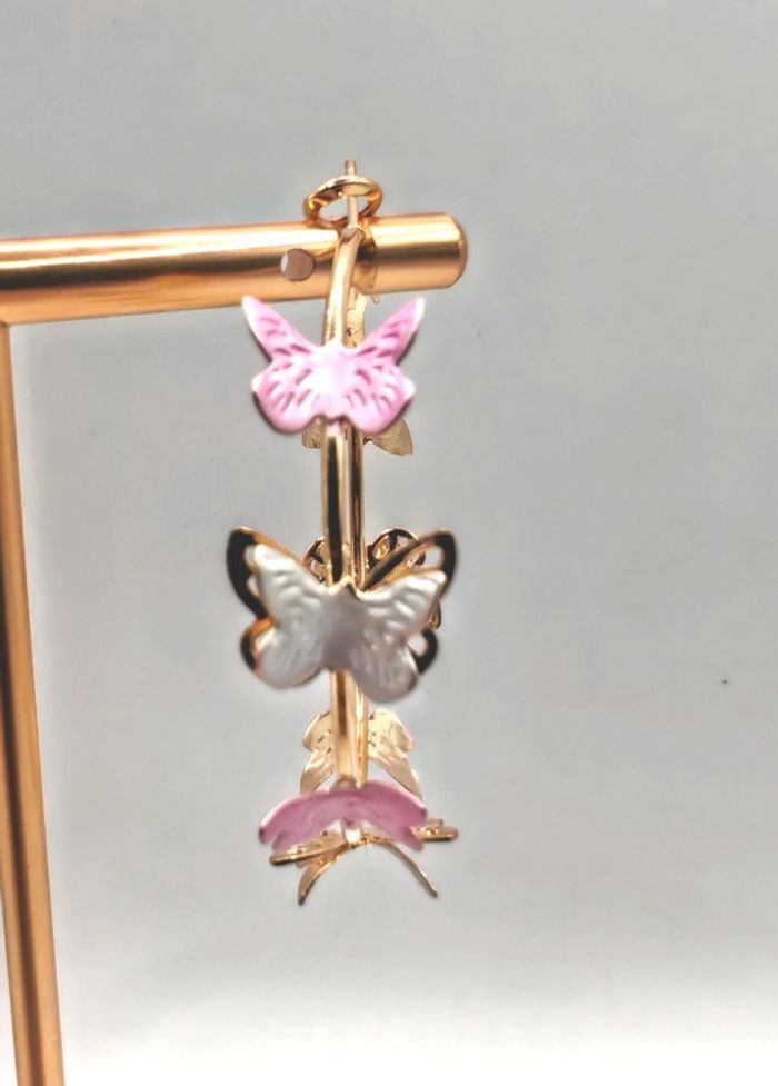 Boucles d'oreilles créoles papillon - photo numéro 4