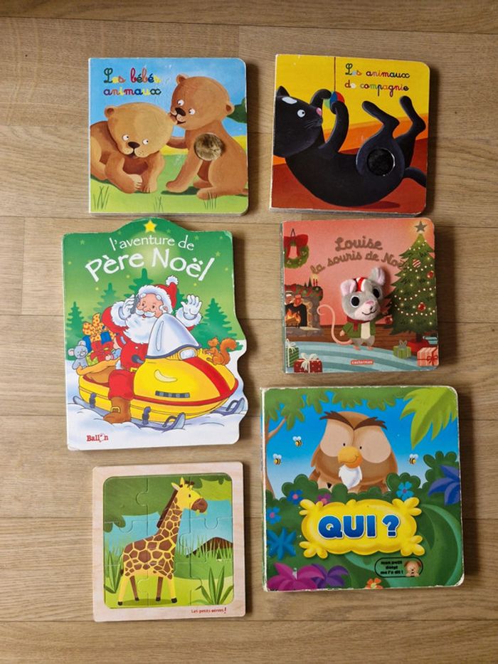 Lot de 5 livres à toucher + puzzle pour bébé 12/24 mois