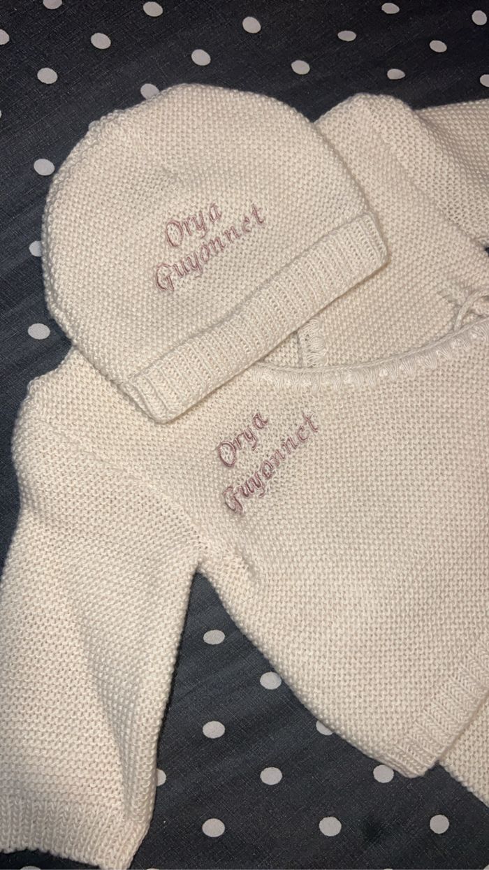 Ensemble naissance en maille personnalisé brodé - photo numéro 2