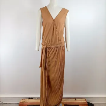 Combinaison pantalon Etam sans manches plissée camel taille M/L chic fluide été A1422