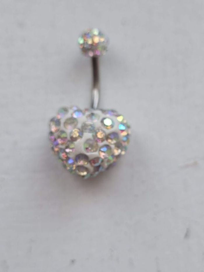Piercing nombril coeur argenté  multicolore
