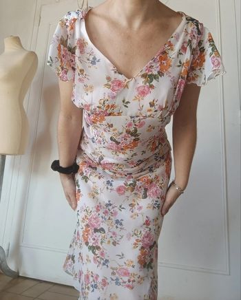 robe femme vintage fleurie en voile doublée taille M 38