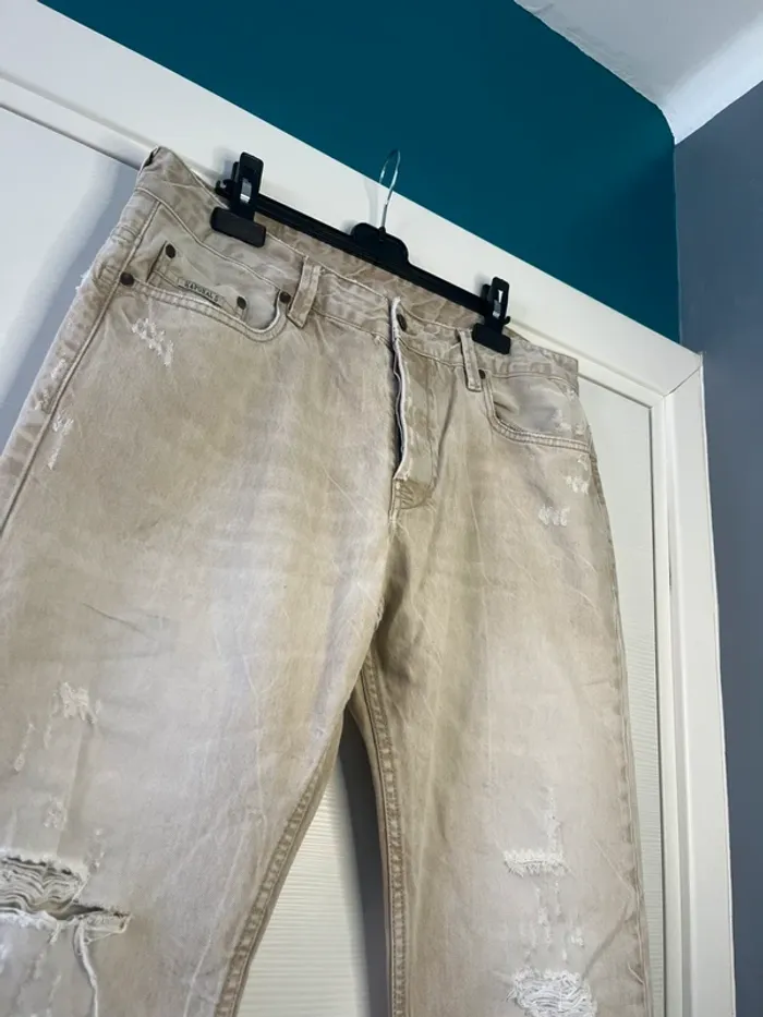 🔹 Jean Beige Effet Délavé et Déchiré – Kaporal 🔹 - photo numéro 3