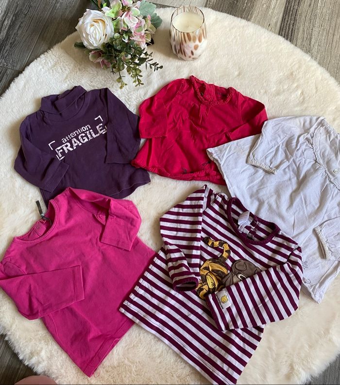 🖤beau lot de t-shirt manches longues filles 6mois tous en TBE 🖤 - photo numéro 3
