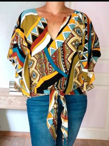 Tunique  vintage colorée ethnique Jeff  Gallano  taille  1