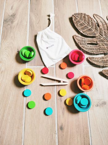 👍Jeu Montessori en bois apprendre à compter et trier marque Nature et découvertes