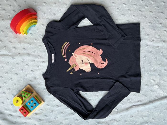 teeshirt manches longues marine dessin licorne rose devant 12 ans gémo - photo numéro 3