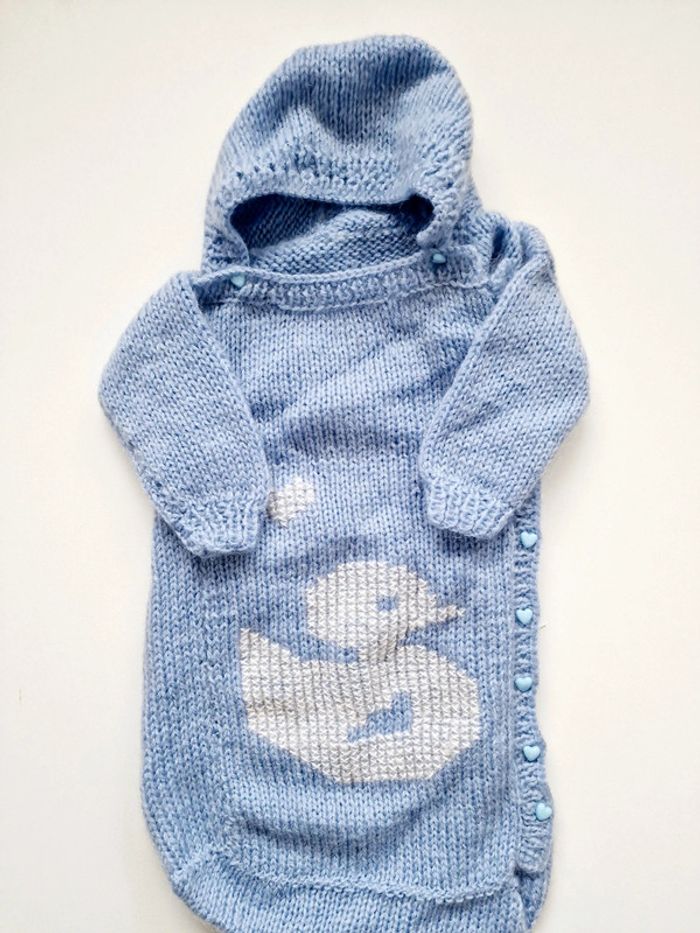 Nid d'ange - Vintage - Tricoté - Bleu - Canard