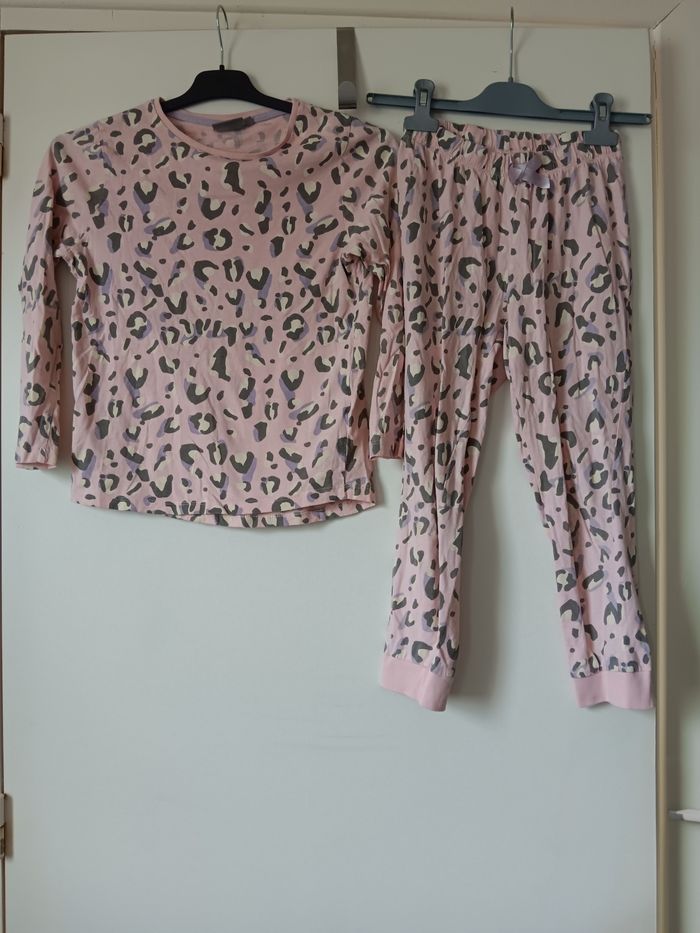 Pyjama fille Nightwear 9-10 ans (134/140) rose motif léopard 100% coton