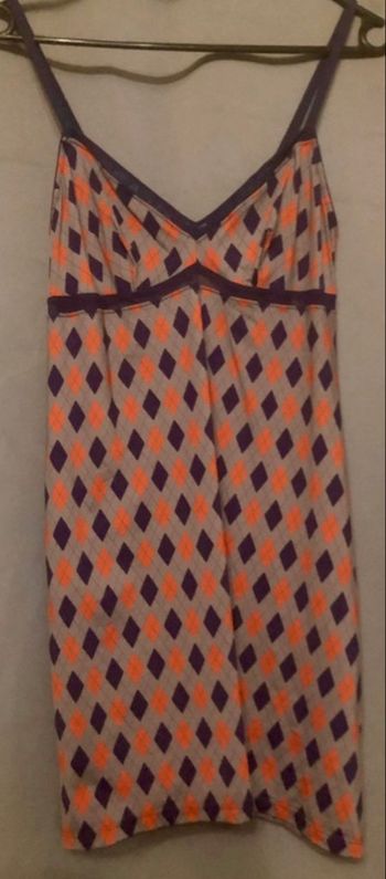 Nuisette à carreaux »Etam »corail et bleu marine