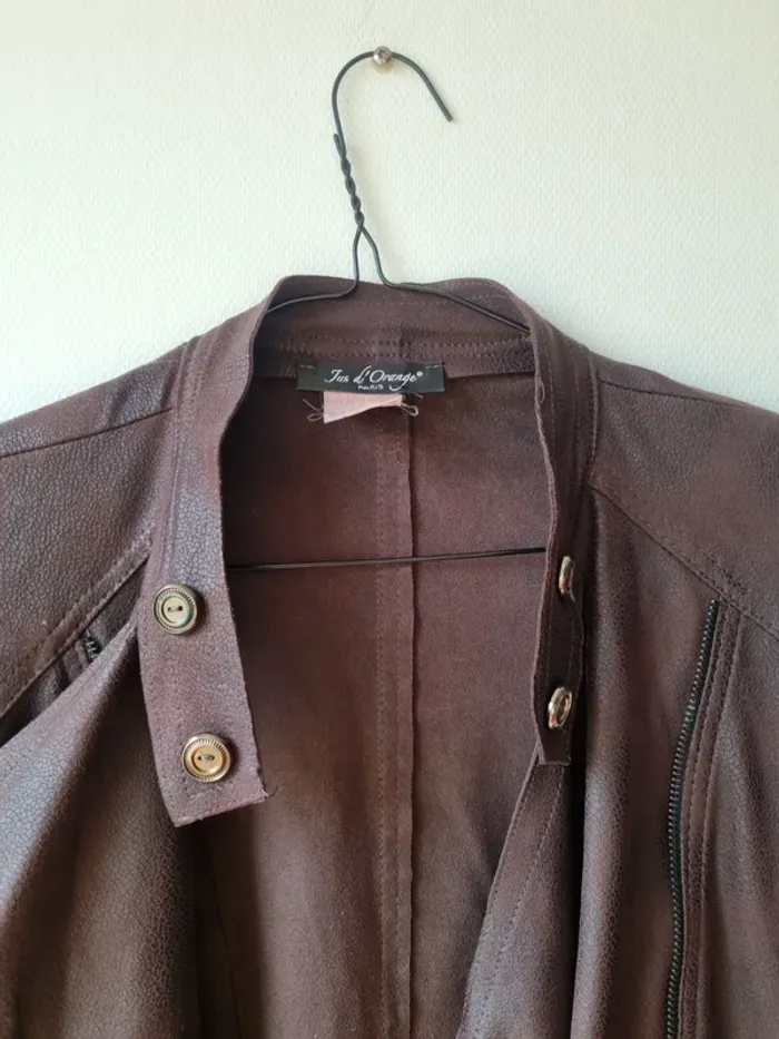 veste imitation daim (perfecto) asymetrique jus d'orange - photo numéro 6