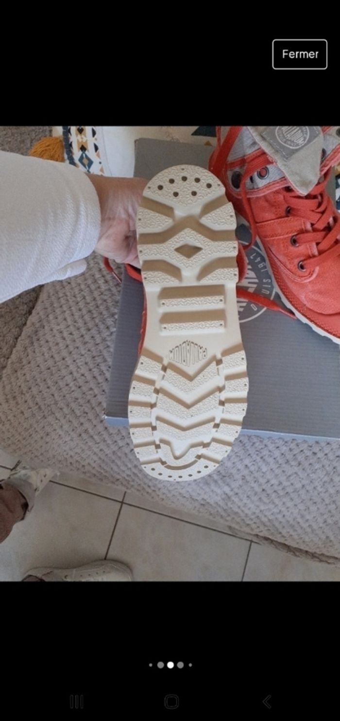 Jolies palladium baskets hautes p 37 rouge beige delaves - photo numéro 2