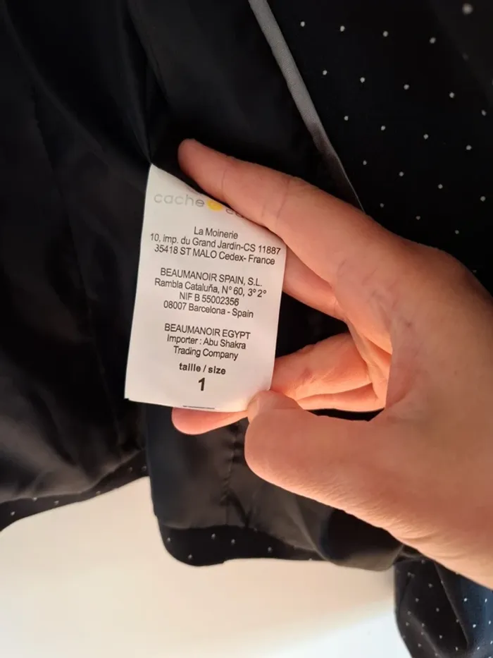 Veste courte bleu marine à pois - T.1 - Neuve - photo numéro 6
