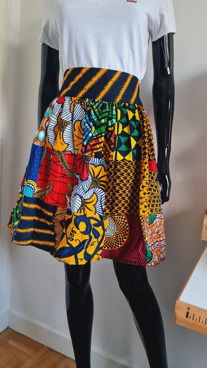 Jupe courte wax patchwork - photo numéro 2