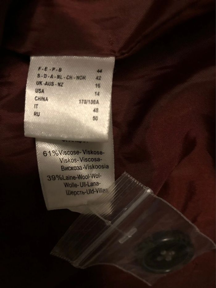 AN53- Manteau long épais bordeaux T44++  NEUF - photo numéro 12