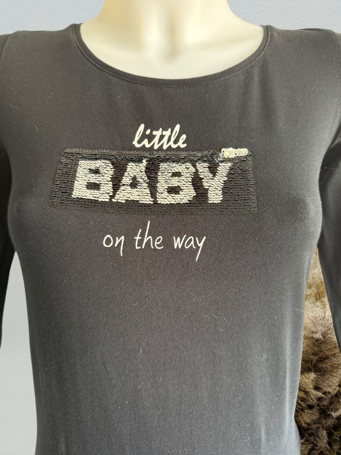 T-shirt manches longues grossesse noir T36/S baby boy - photo numéro 3