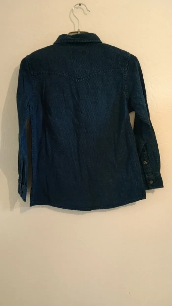 chemise petits pois bleu jean okaidi garcon 6 ans - photo numéro 2
