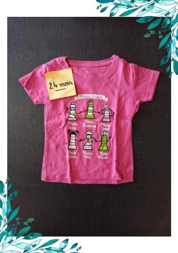 Tee shirt fille rose phare 24 mois