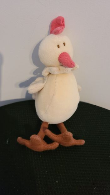 JACADI  DOUDOU POULE BEIGE CLAIR ROSE MARRON