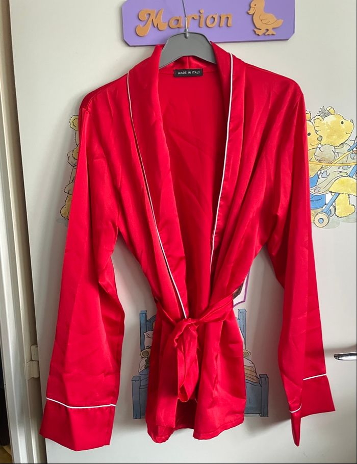 Veste/kimono rouge à nouer, taille unique, Made In Italy - photo numéro 1