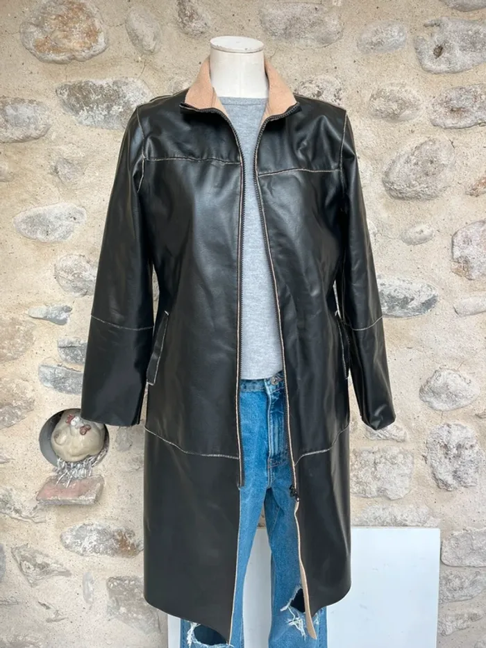 Veste style trench vintage cuir dreams longue