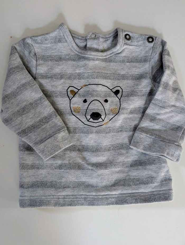 Gilet sweat coton gratté Sucre d'orge 12 mois 74 cm ourson