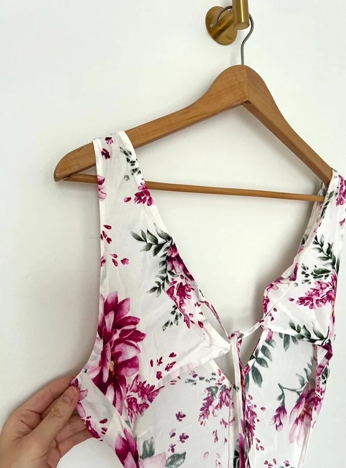 Robe longue à fleurs roses à dos nu et noeud dans le dos Forever 21 taille S - photo numéro 3