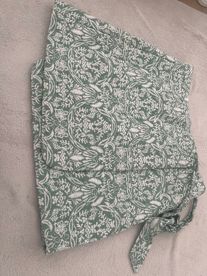 Jupe porte feuille court vert blanc - photo numéro 3