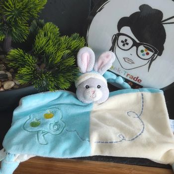 doudou lapin bleu blanc pomme Pommier gipsy Bonnet Beige Jaune #geektradedoudou