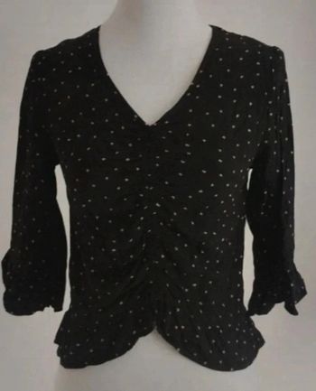 Blouse manches 3/4 col en V noire Kiabi taille 14ans