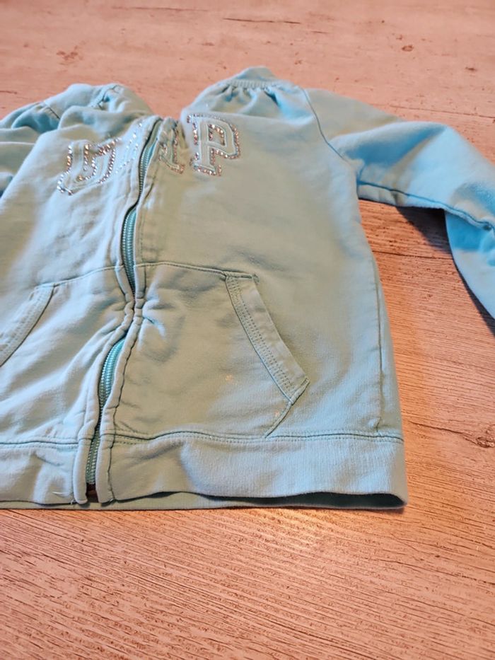 Gilet à capuche turquoise, manches longues, Gap, S/P 6/8 ans - photo numéro 6