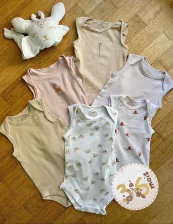Lot de 6 Bodies Bébé Mixtes (3-6 Mois) - Baby Go - Sans Manches (Très Bon État)
