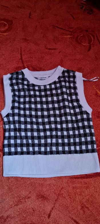 Pull sans manches carreaux