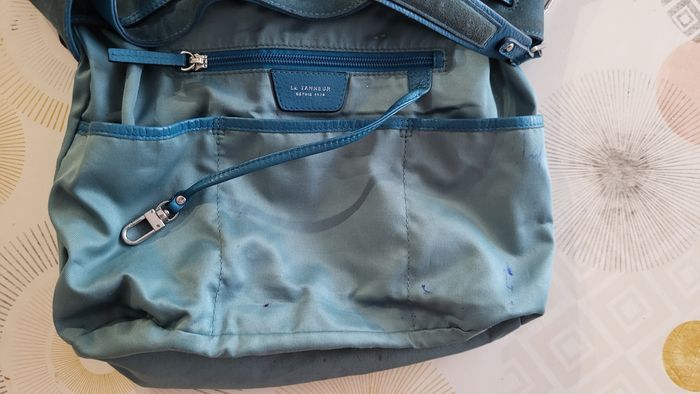 Le Tanneur Sac Seau-Gamme Insolente en Bleu Canard -Cuir&Velours vachette-Porté Epaule ou Main en BE - photo numéro 9