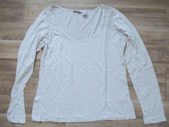 T-shirt fin dentelle La Redoute Création beige 46/48