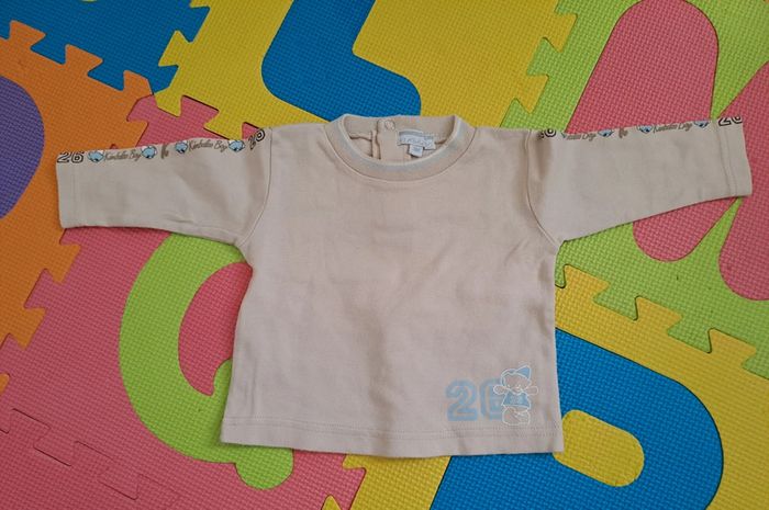 Ensemble t-shirt pantalon beige, kimbaloo, taille 3 mois (62 cm ) - photo numéro 2