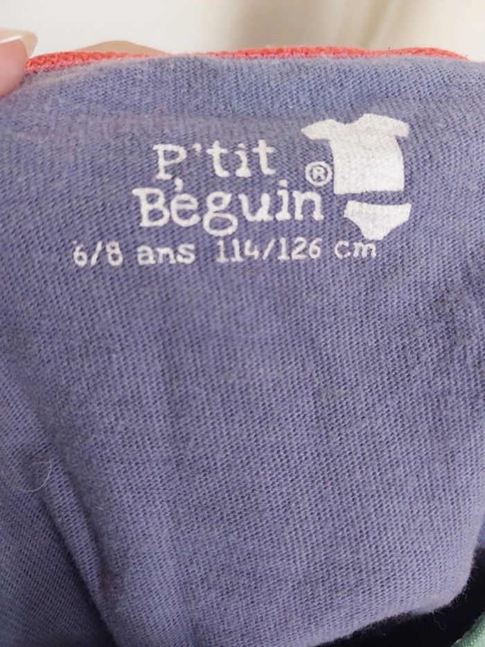 Tee-shirt P'tit Béguin – Violet – Motif fillette – Taille 6-8 ans - photo numéro 3