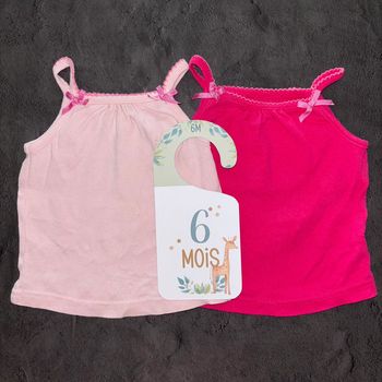 Débardeur rose été fille noeud / 6 mois / Très bon état