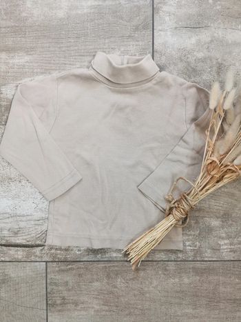 🌸DPAM sous pull beige col crème 12mois