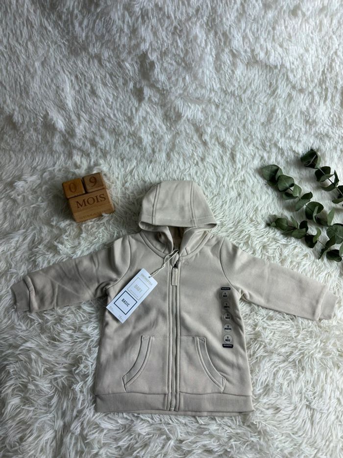 Gilet zippe beige orchestra taille 9 mois