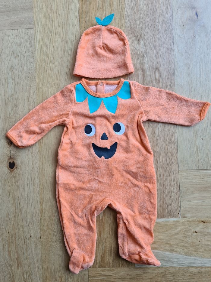 Pyjama velour citrouille 3 mois