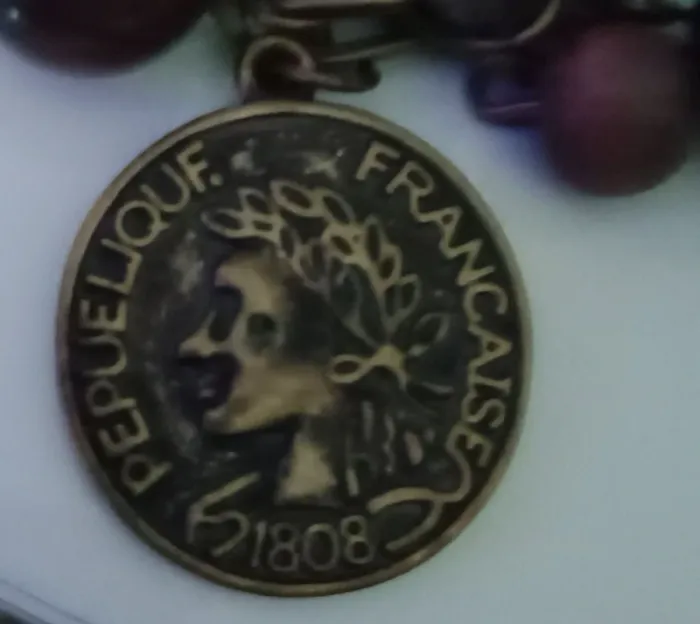 Collier pierres et pièces dollar et français vintage - photo numéro 3