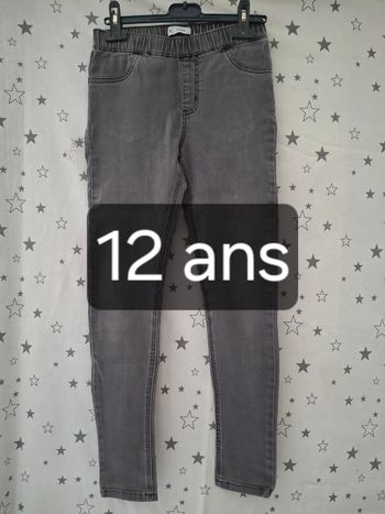 Legging gris noir façon jeans taille élastique 12 ans La Redoute