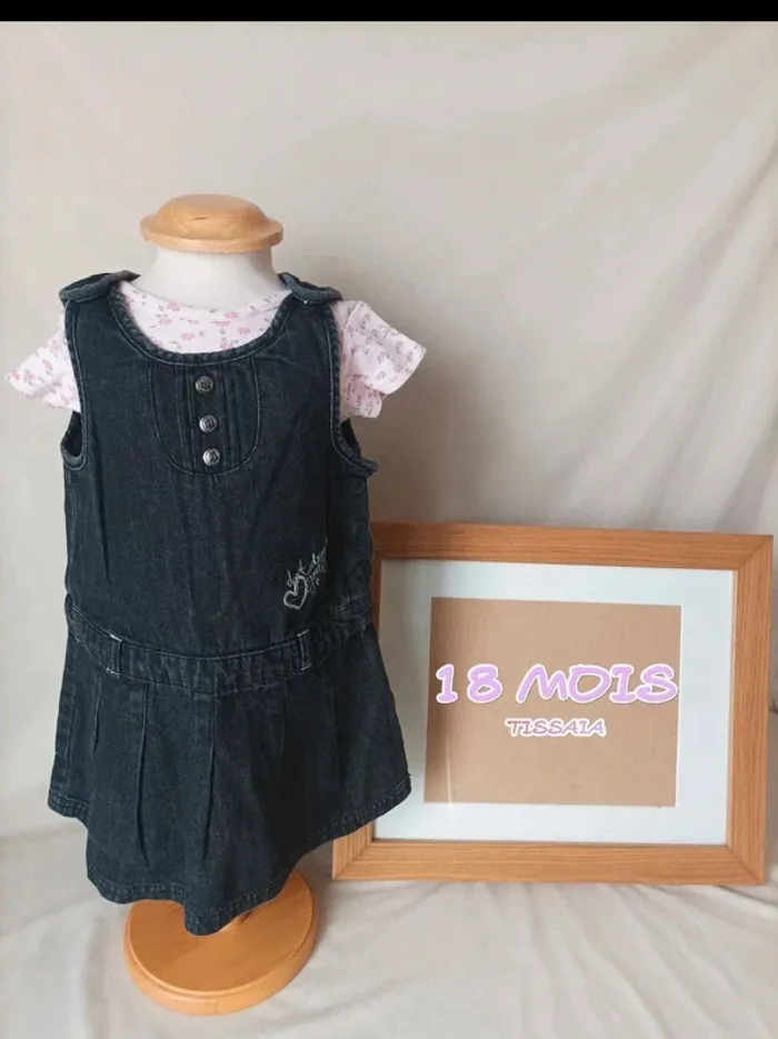 Robe effet jean noir Tissaia - Taille 18 mois